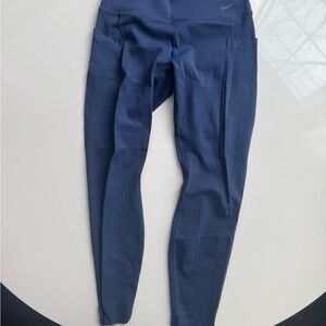 Nike Dark Blue Performance Leggings with Side Pockets